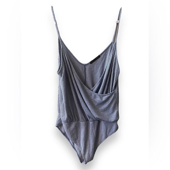 Harlowe & Graham Bodysuit Women’s Large Blue White Stripes Spaghetti Straps - Picture 1 of 7